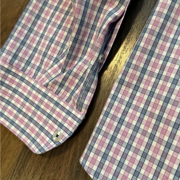 Untuckit Checkered Button Down Shirt Mens XL Pink Blue Casual Classic - Picture 7 of 7